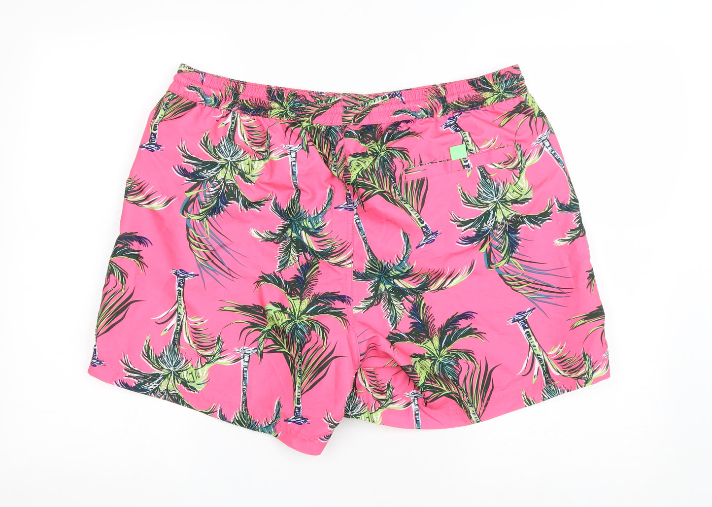 F&F Mens Pink Geometric Polyester Sweat Shorts Size XL Athletic Drawstring - Palm Trees
