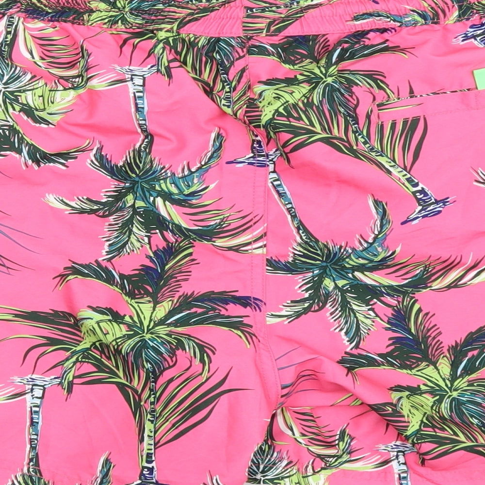 F&F Mens Pink Geometric Polyester Sweat Shorts Size XL Athletic Drawstring - Palm Trees