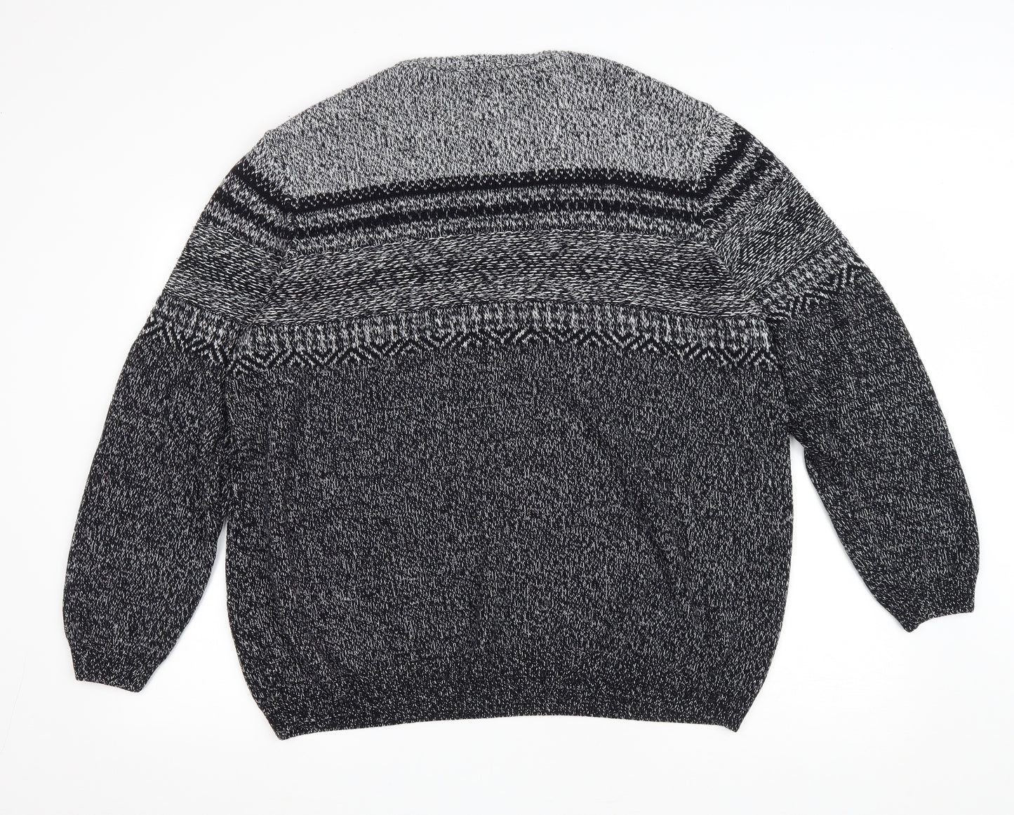 George Mens Grey Round Neck Striped Acrylic Pullover Jumper Size XL