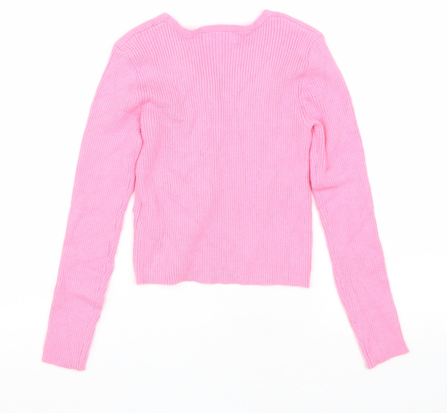 Primark Girls Pink V-Neck Viscose Cardigan Jumper Size 9-10 Years Button