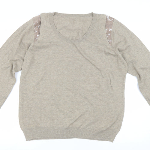 Dorothy Perkins Womens Brown Round Neck Acrylic Pullover Jumper Size 20
