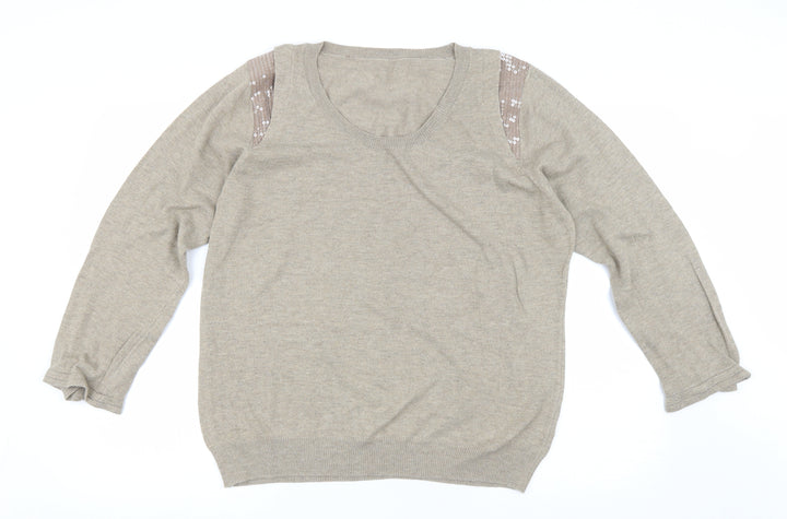 Dorothy Perkins Womens Brown Round Neck Acrylic Pullover Jumper Size 20
