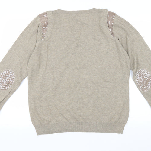 Dorothy Perkins Womens Brown Round Neck Acrylic Pullover Jumper Size 20