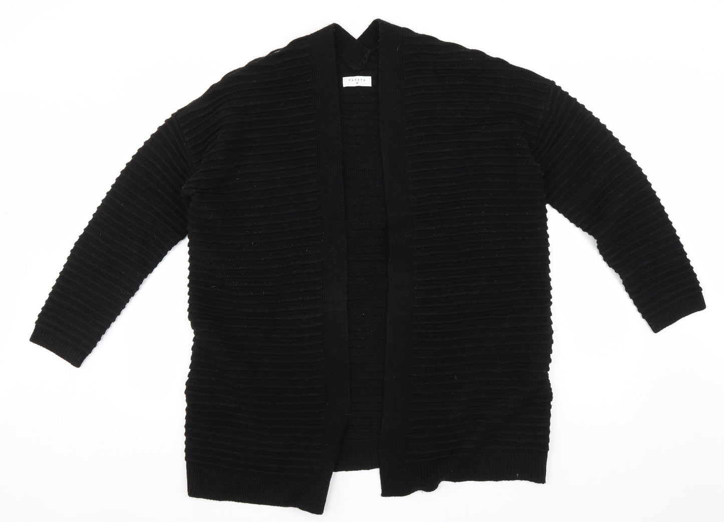 Papaya Womens Black V-Neck Acrylic Cardigan Jumper Size M