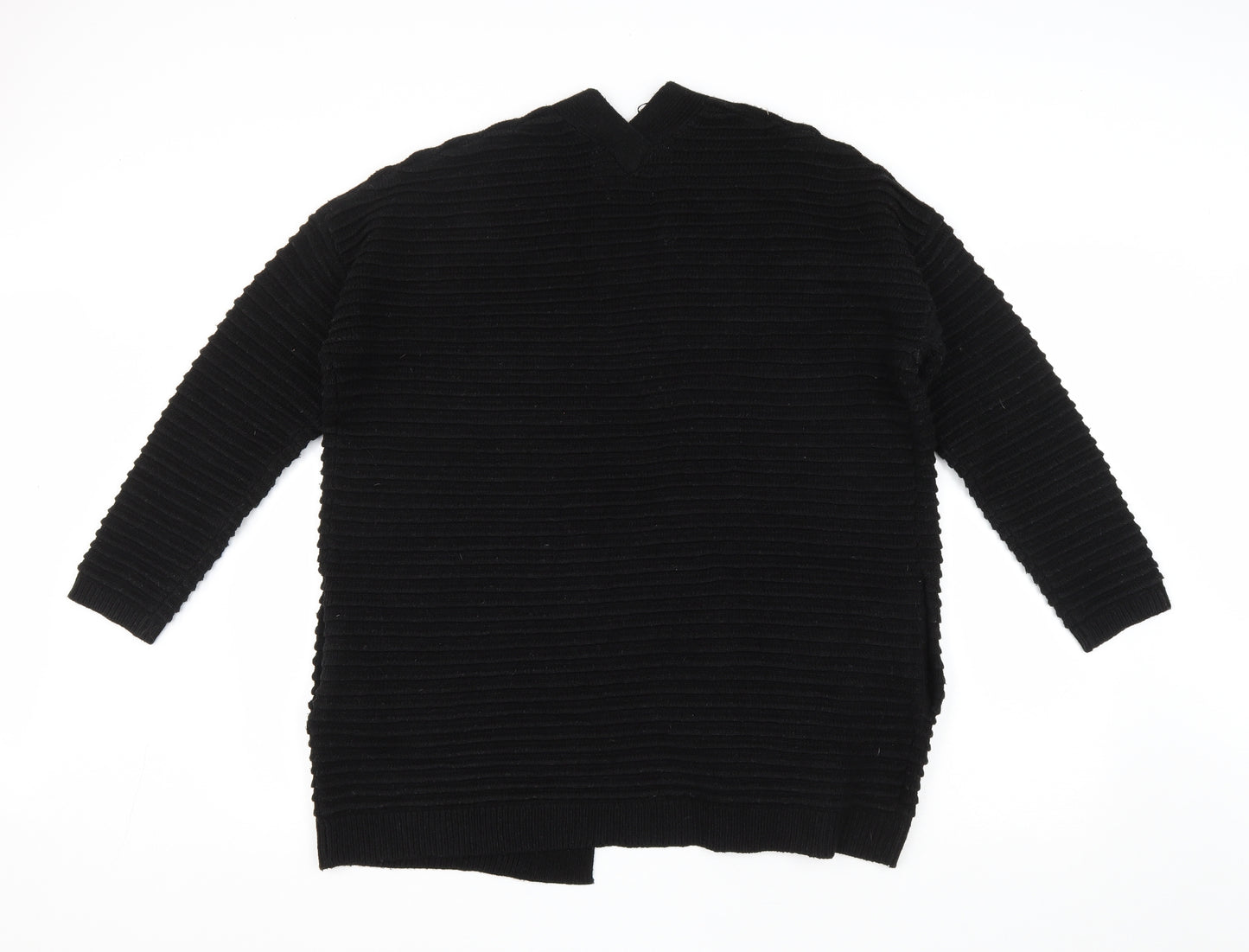 Papaya Womens Black V-Neck Acrylic Cardigan Jumper Size M