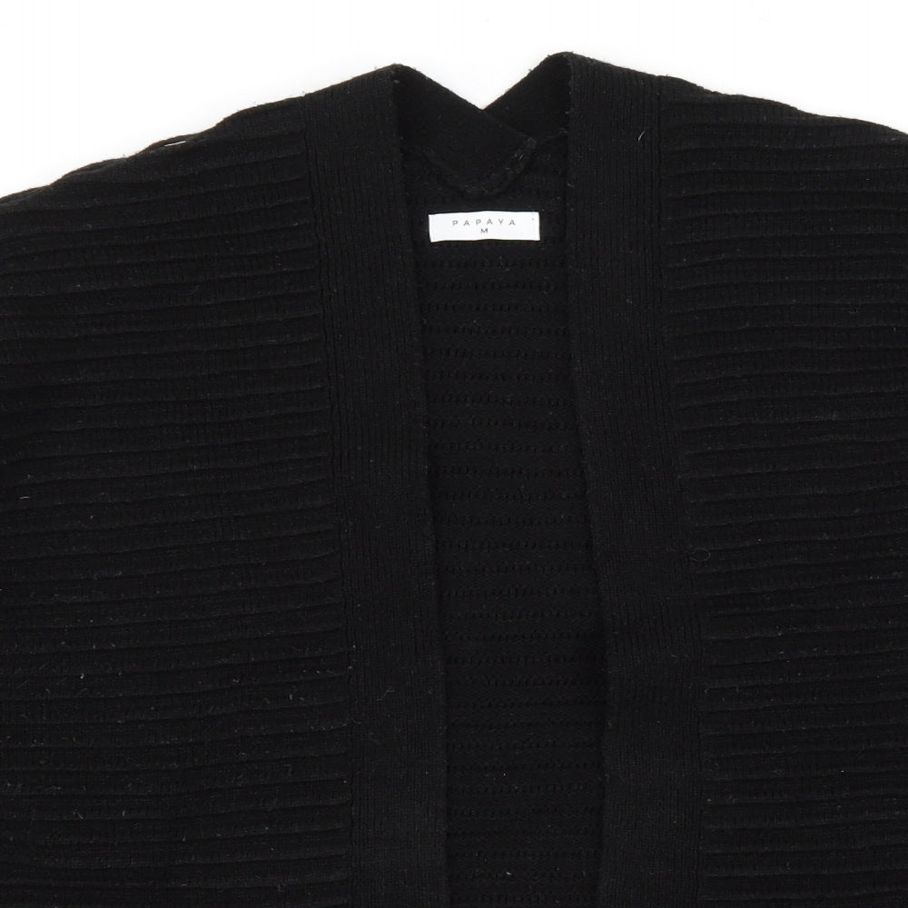 Papaya Womens Black V-Neck Acrylic Cardigan Jumper Size M