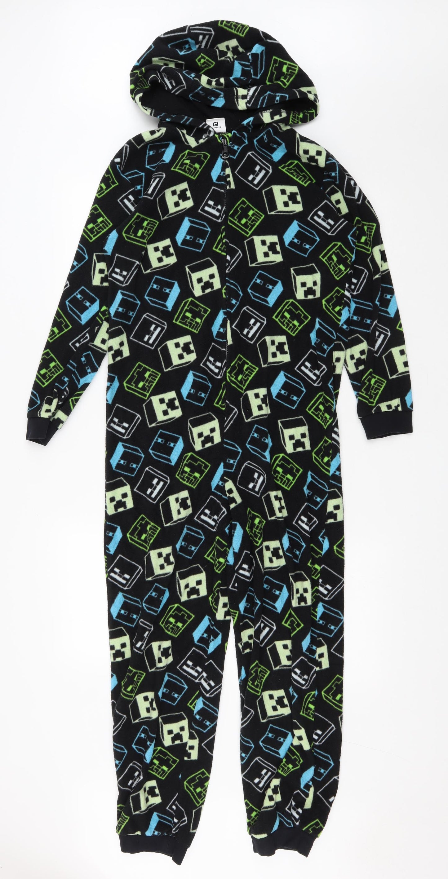 George Boys Black Geometric Polyester One Piece Size 13-14 Years Zip - Minecraft