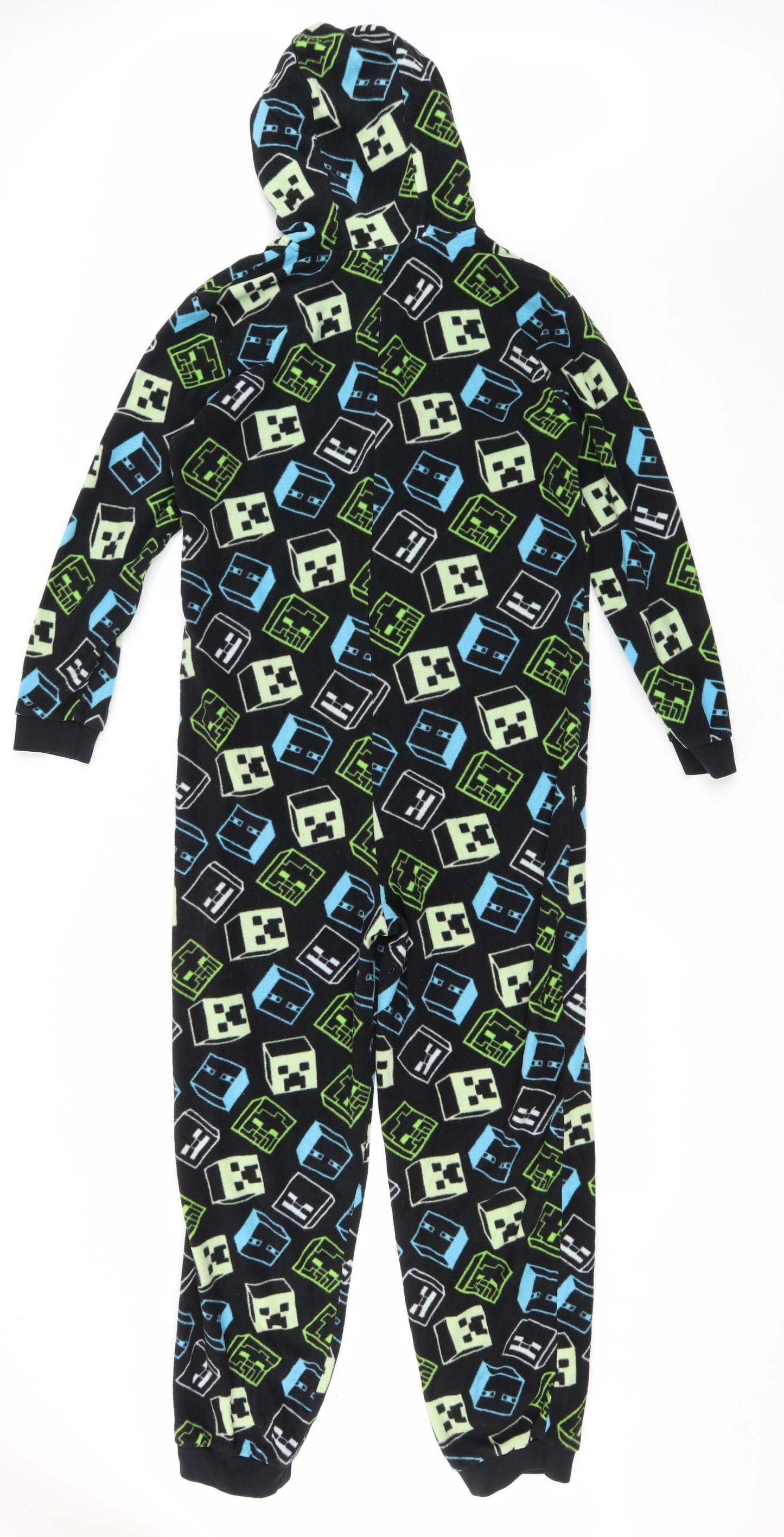 George Boys Black Geometric Polyester One Piece Size 7-8 Years Zip - Minecraft