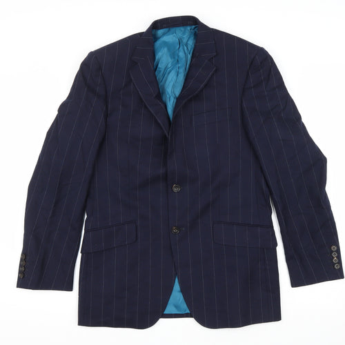 Marks and Space Mens Blue Striped Polyester Jacket Suit Jacket Size M