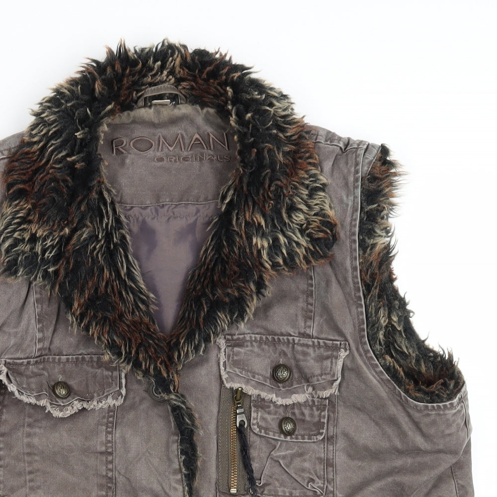 Roman Originals Womens Brown Gilet Jacket Size L Button