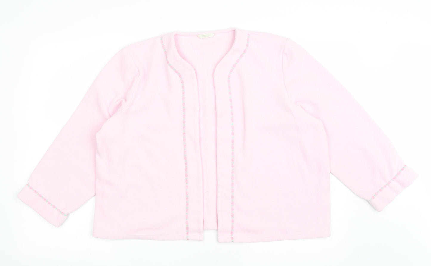 Marks and Spencer Womens Pink Solid Polyester Top Pyjama Top Size 18 Tie - Open