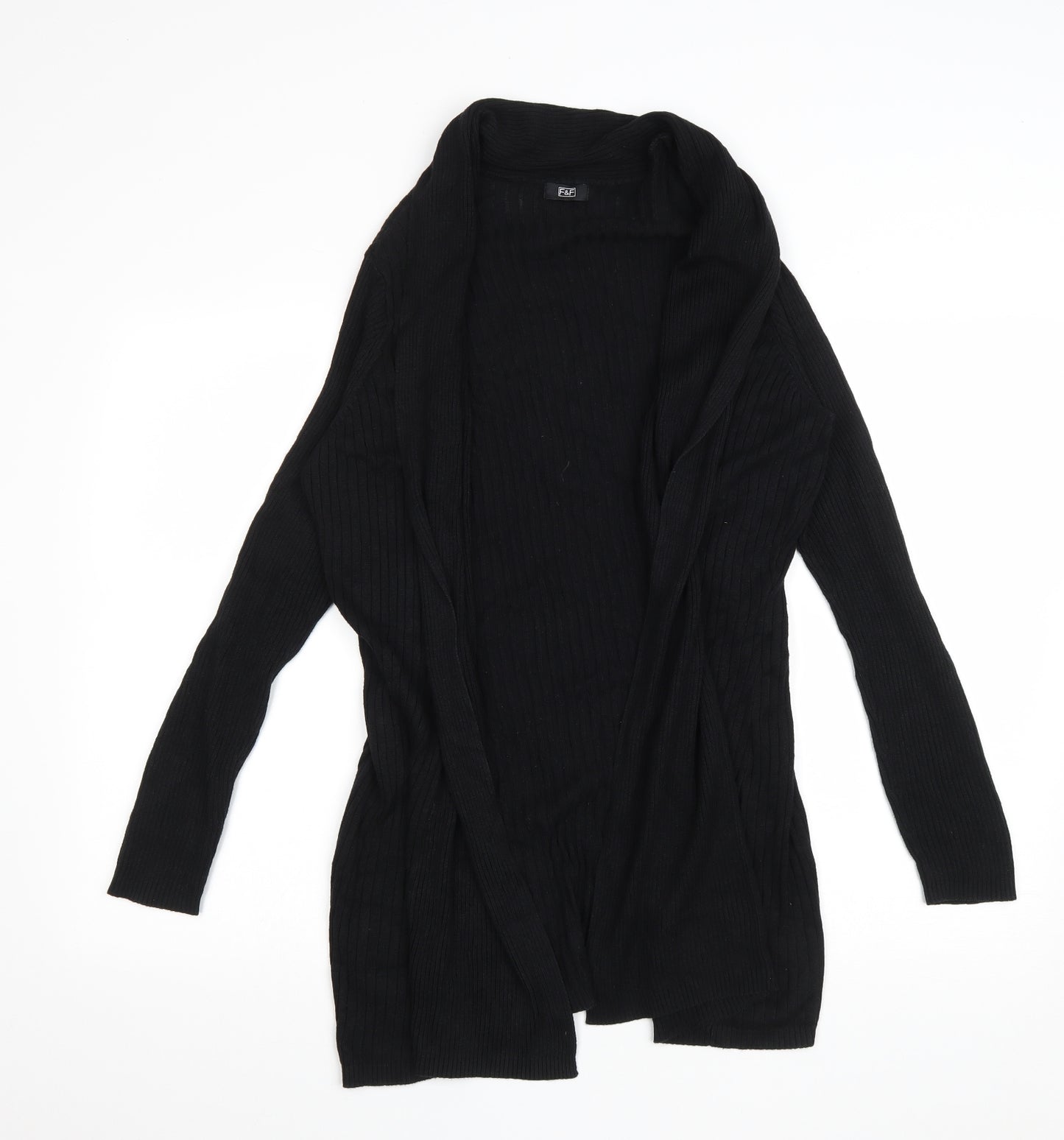 F&F Womens Black V-Neck Viscose Cardigan Jumper Size 12