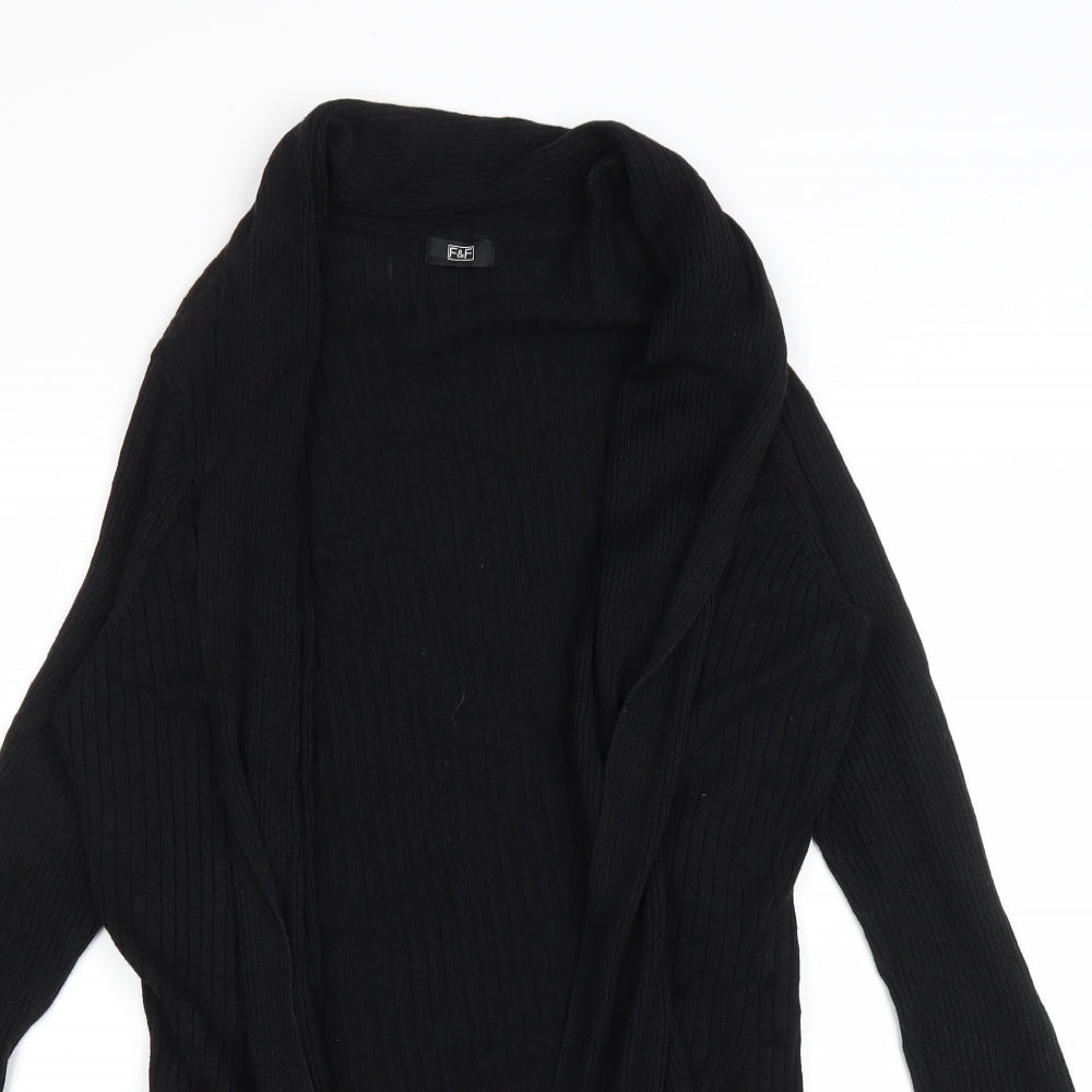 F&F Womens Black V-Neck Viscose Cardigan Jumper Size 12