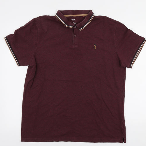NEXT Mens Red Cotton Polo Size XL Collared Button