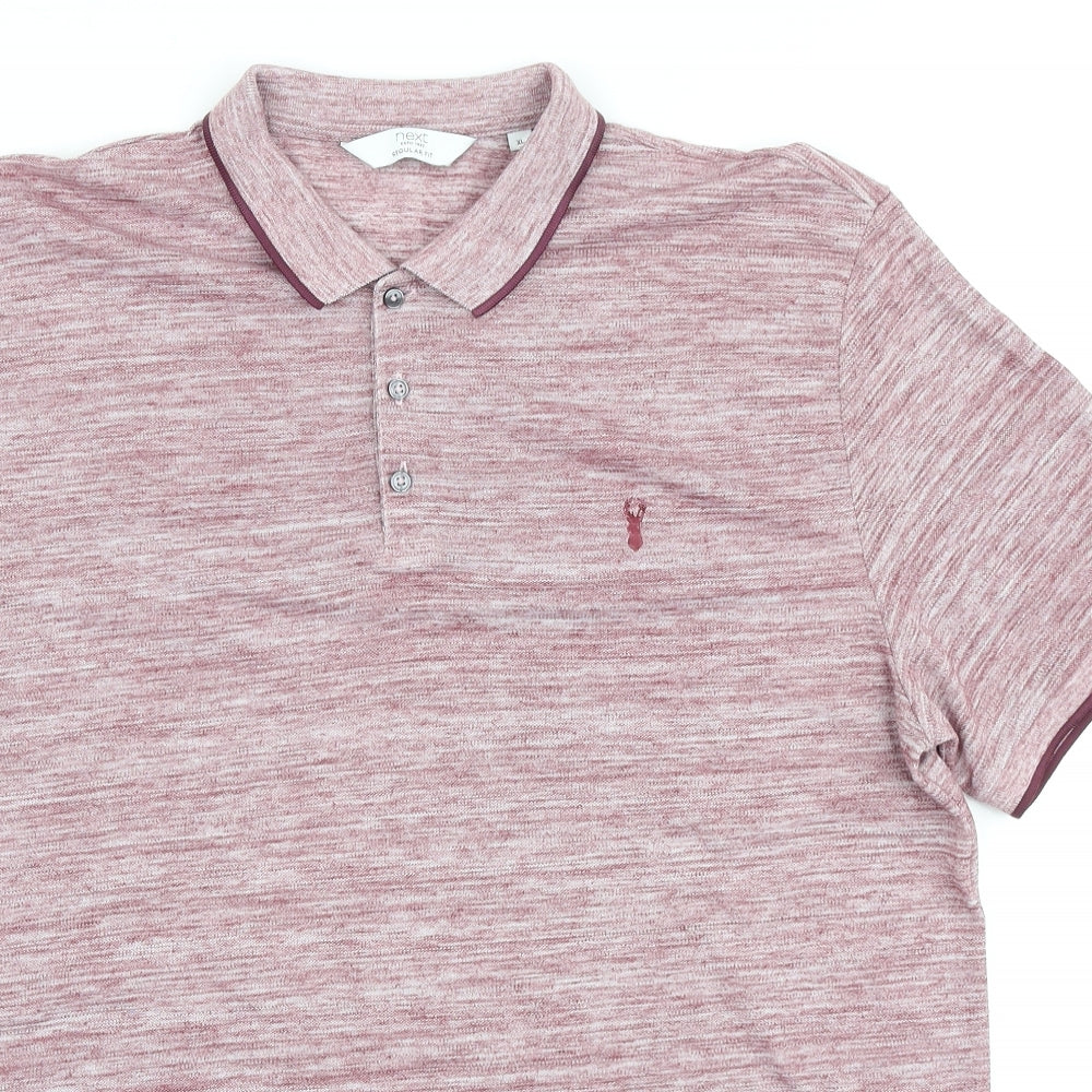 NEXT Mens Red Polyester Polo Size XL Collared Button