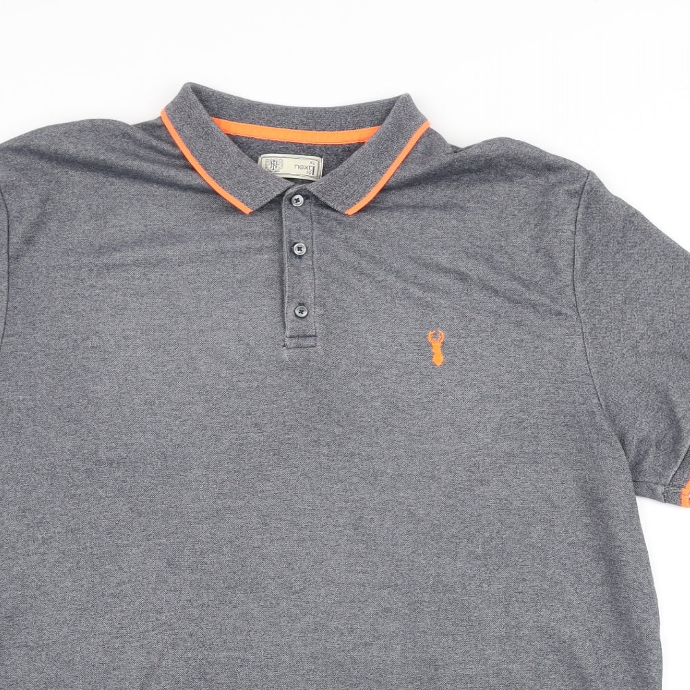 NEXT Mens Grey Polyester Polo Size XL Collared Button