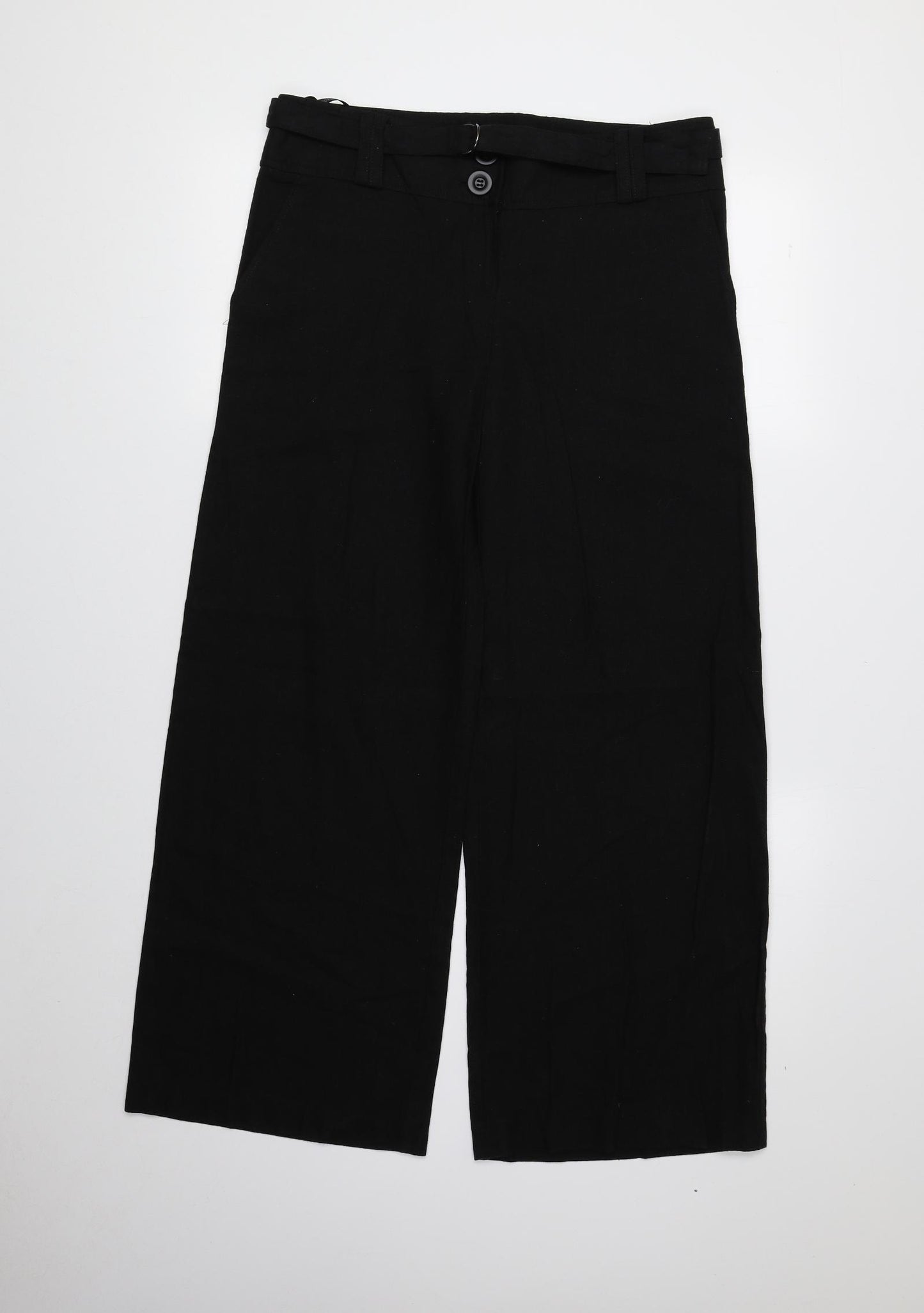 Dorothy Perkins Womens Black Linen Trousers Size 12 L27.5 in Regular Zip