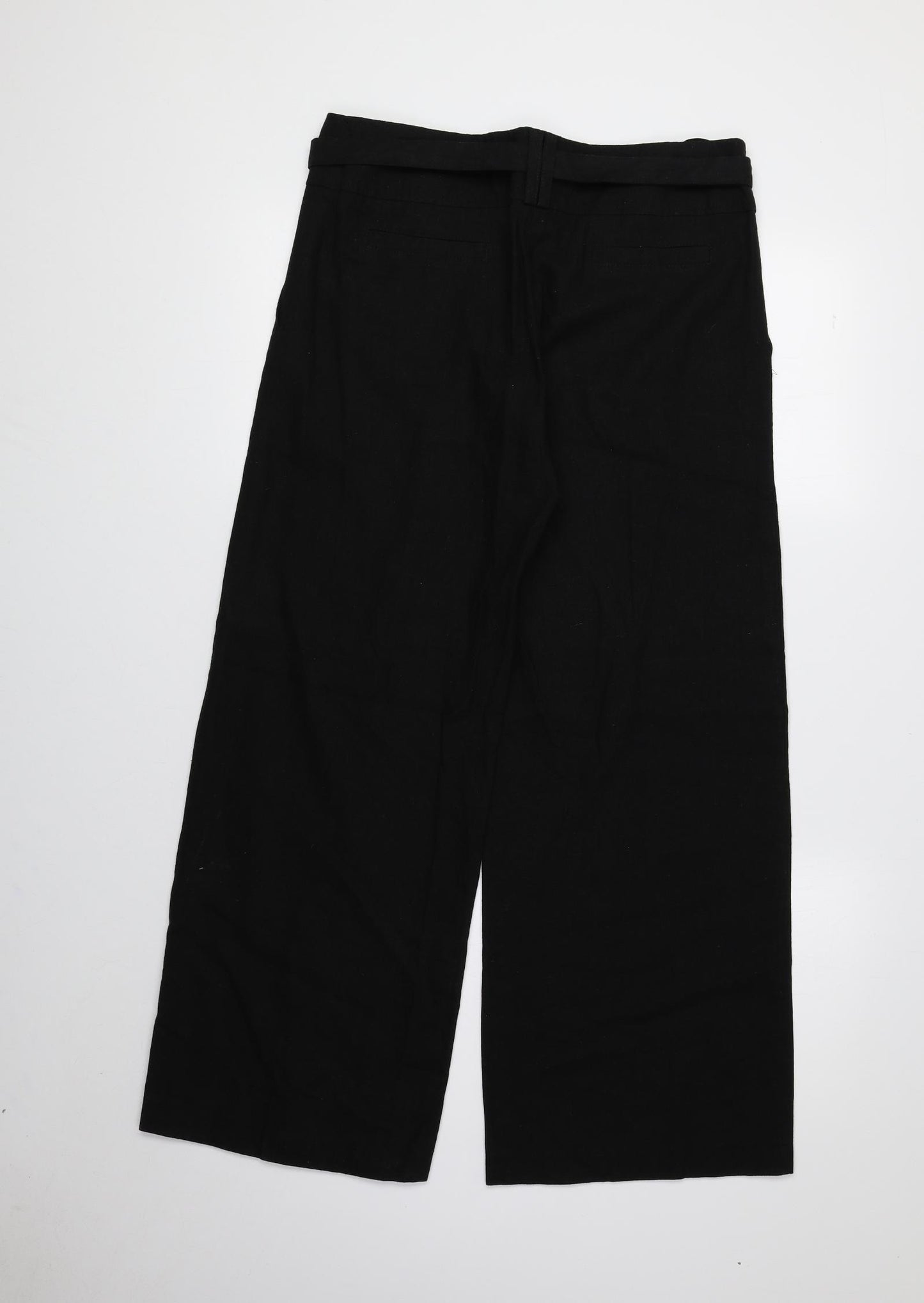 Dorothy Perkins Womens Black Linen Trousers Size 12 L27.5 in Regular Zip