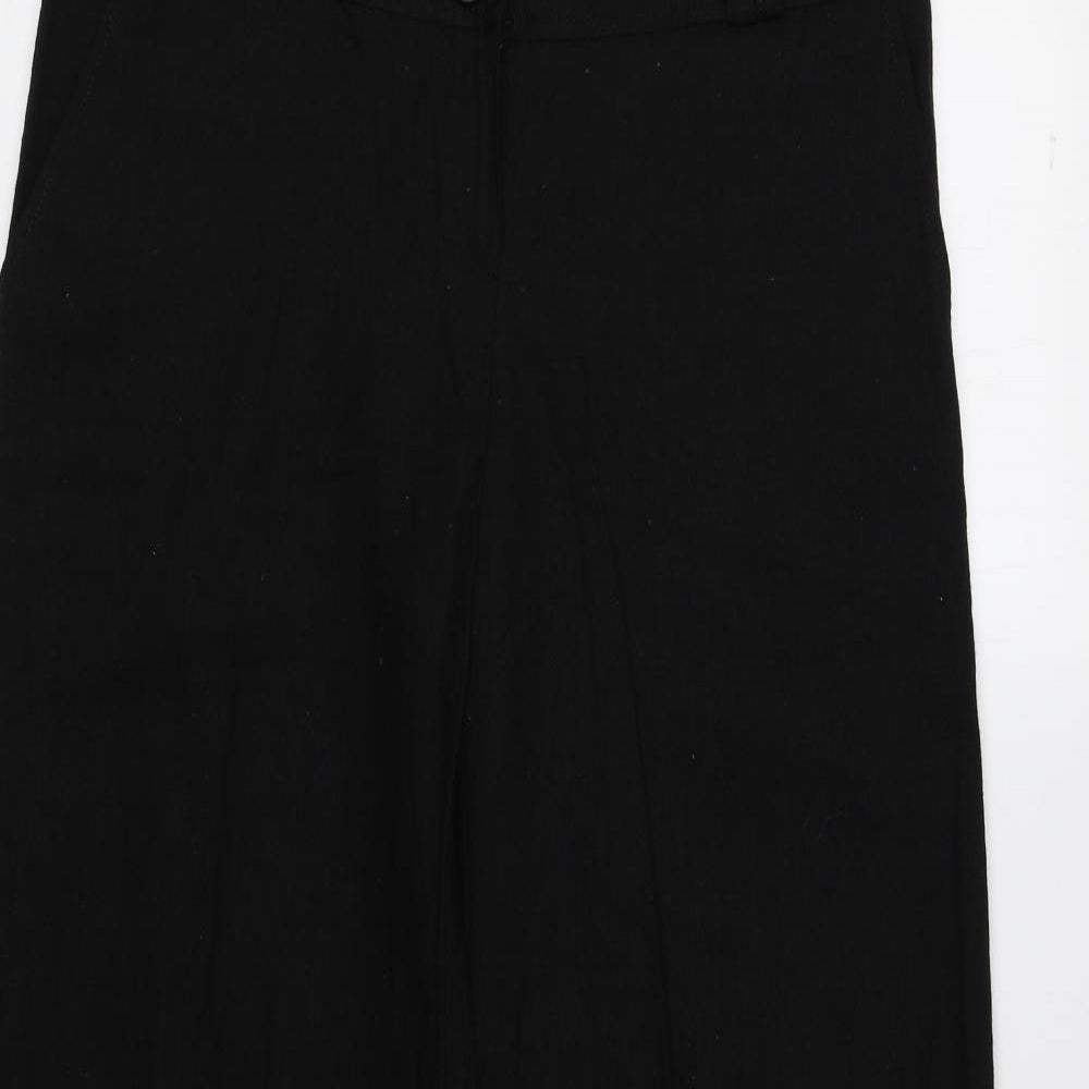 Dorothy Perkins Womens Black Linen Trousers Size 12 L27.5 in Regular Zip