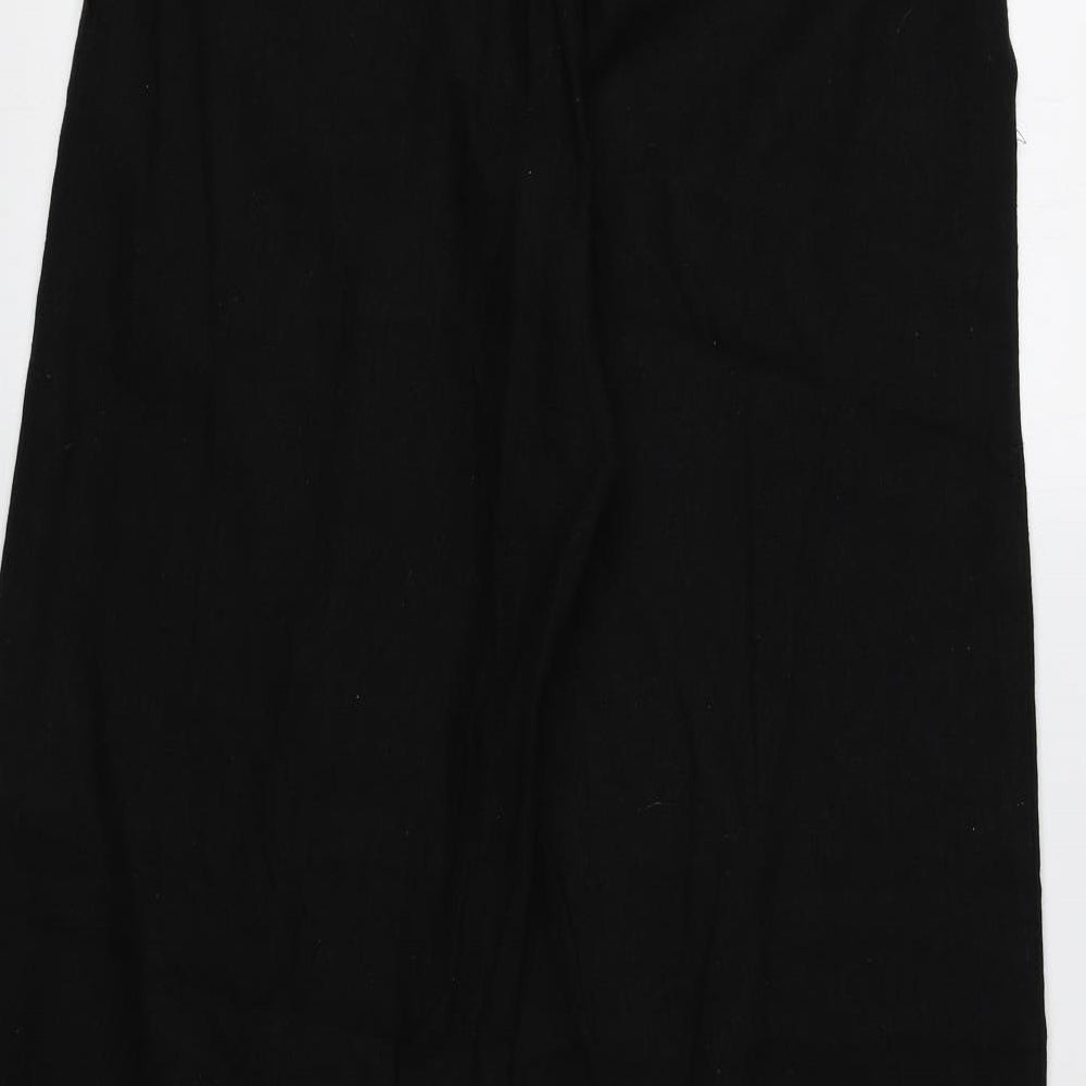 Dorothy Perkins Womens Black Linen Trousers Size 12 L27.5 in Regular Zip