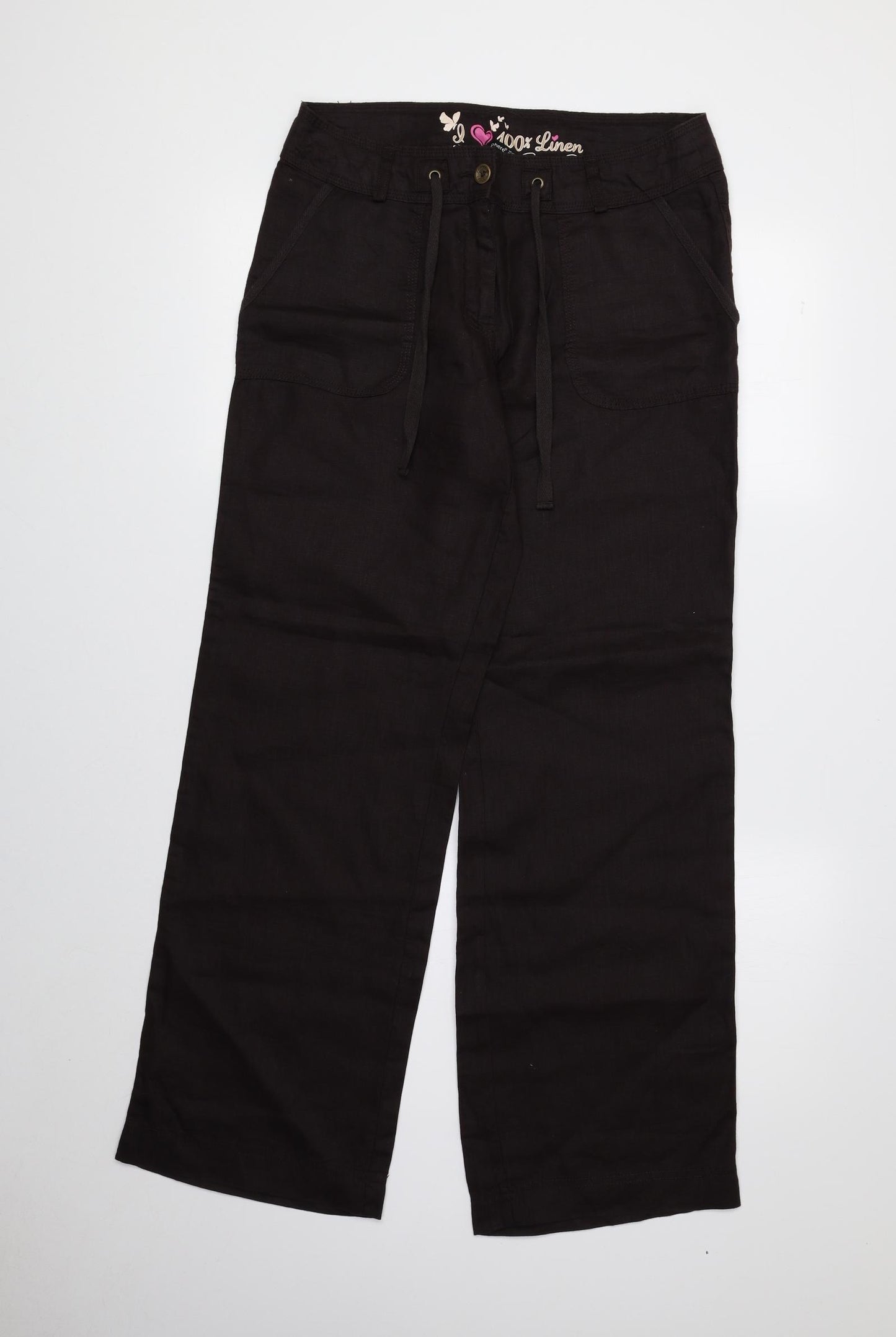 Atmosphere Womens Brown Linen Trousers Size 10 L30 in Regular Zip