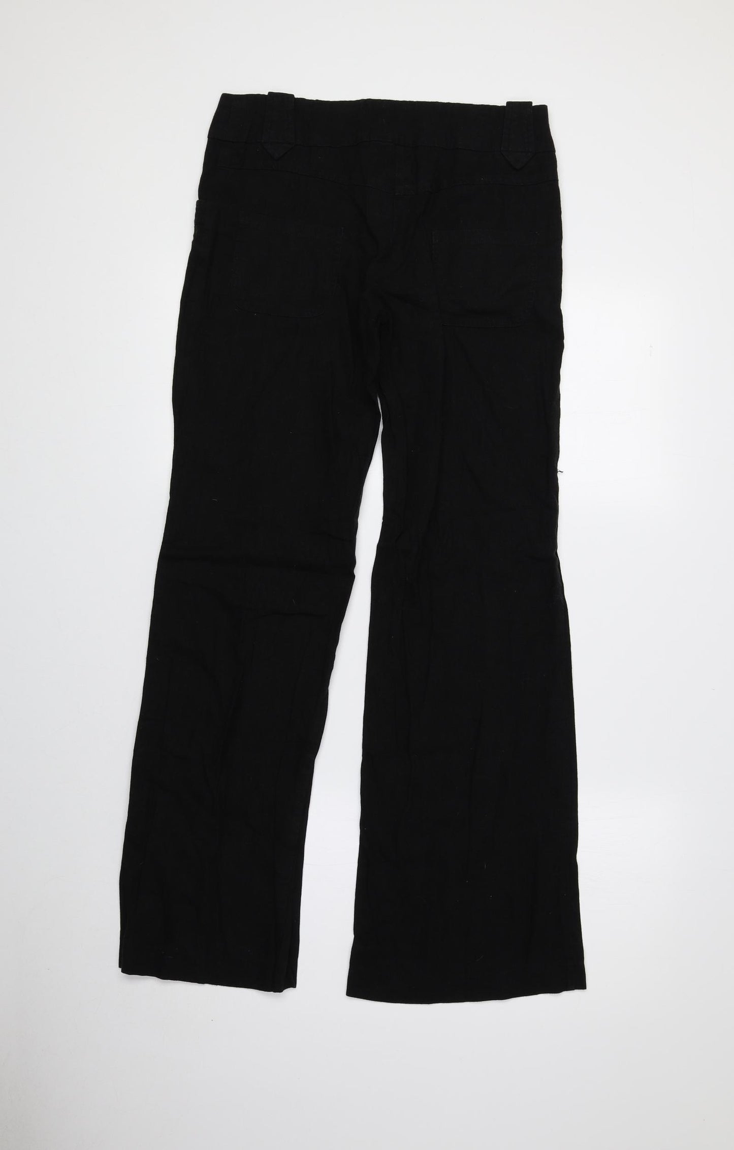 Terminal One Womens Black Linen Trousers Size 10 L29 in Regular Zip