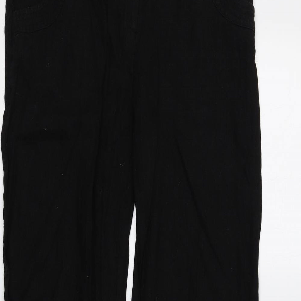 Terminal One Womens Black Linen Trousers Size 10 L29 in Regular Zip