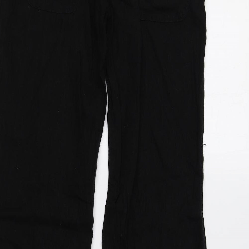 Terminal One Womens Black Linen Trousers Size 10 L29 in Regular Zip