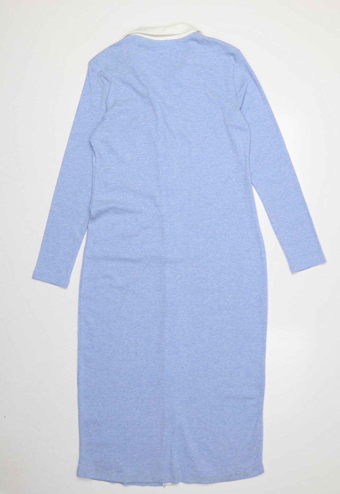 Primark Womens Blue Polyester Bodycon Size 16 Collared Button