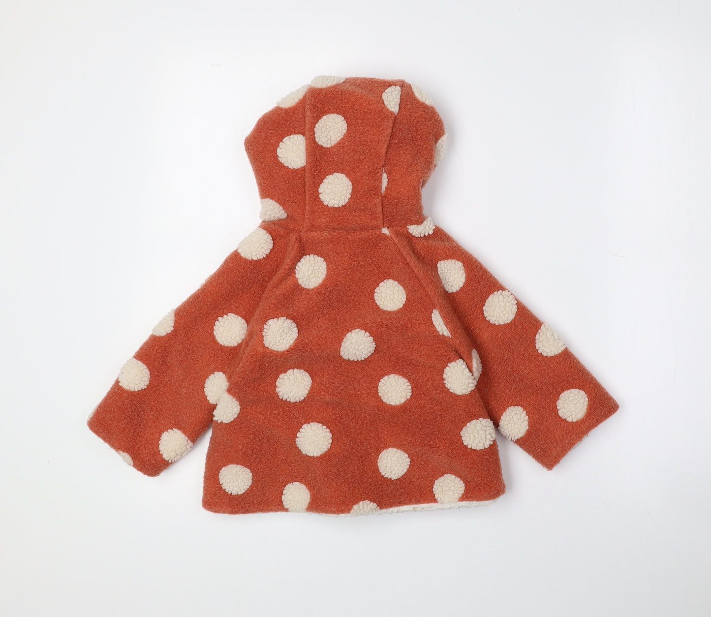 NEXT Girls Pink Polka Dot Overcoat Coat Size 18-24 Months Button