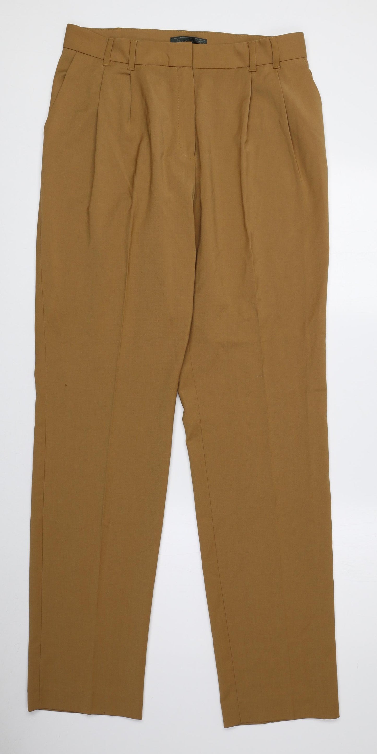 Mango Collection Womens Brown Polyester Trousers Size 14 L33 in Regular Zip