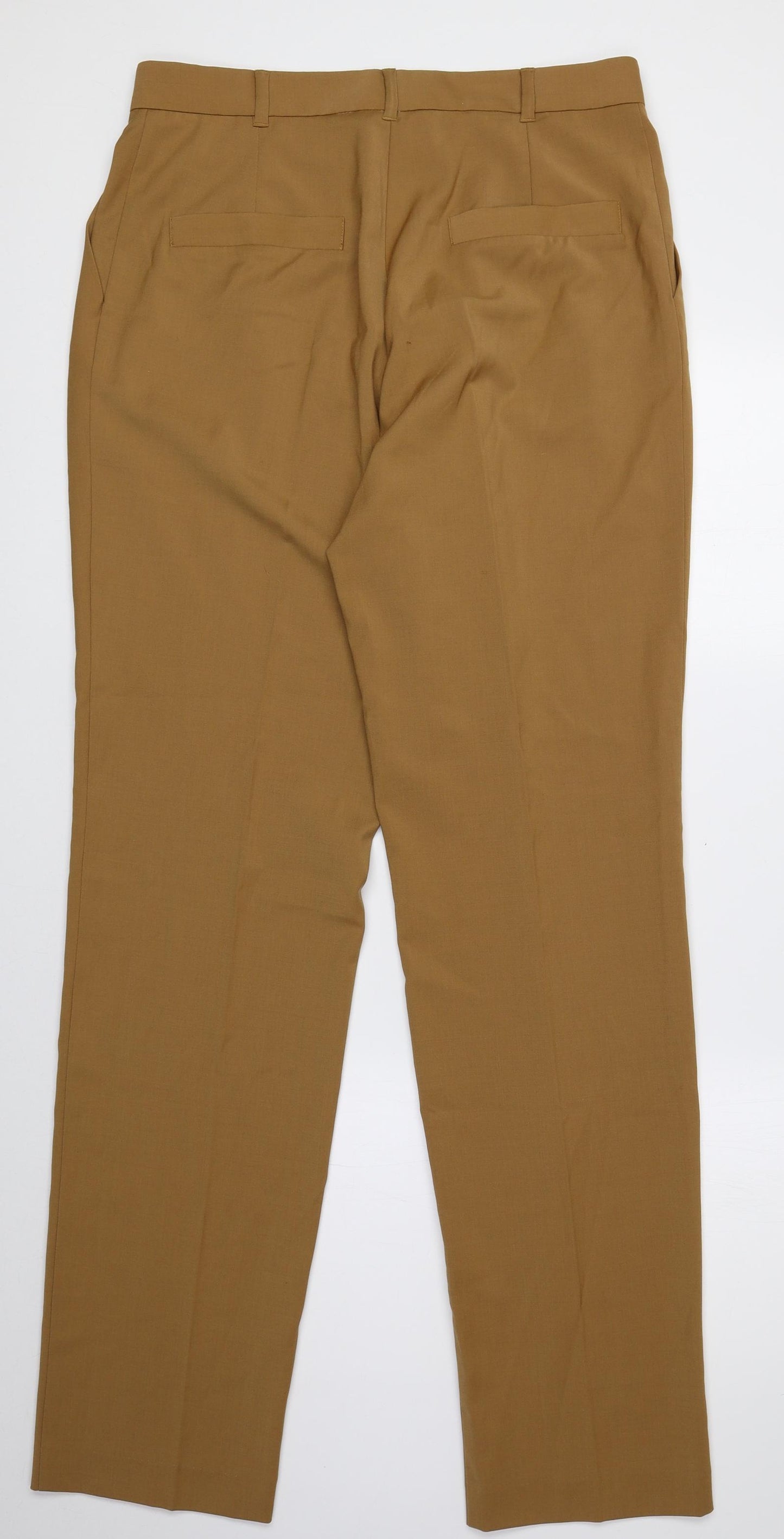Mango Collection Womens Brown Polyester Trousers Size 14 L33 in Regular Zip