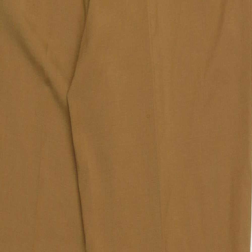 Mango Collection Womens Brown Polyester Trousers Size 14 L33 in Regular Zip