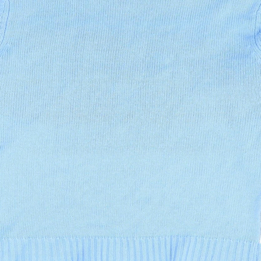 Festive Friends Girls Blue Round Neck Acrylic Pullover Jumper Size 7-8 Years Pullover - Christmas Snowman