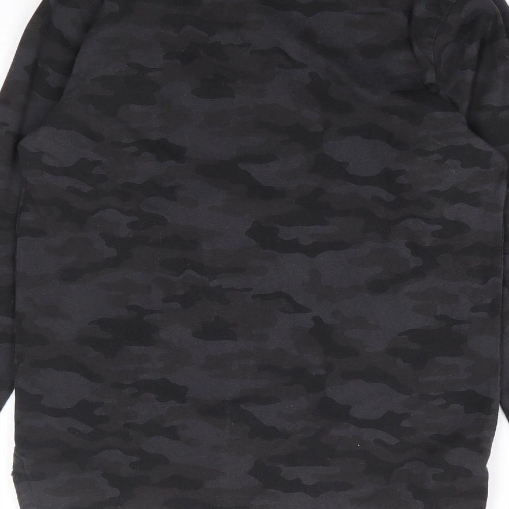 George Girls Grey Camouflage 100% Cotton Basic T-Shirt Size 8-9 Years Round Neck Pullover