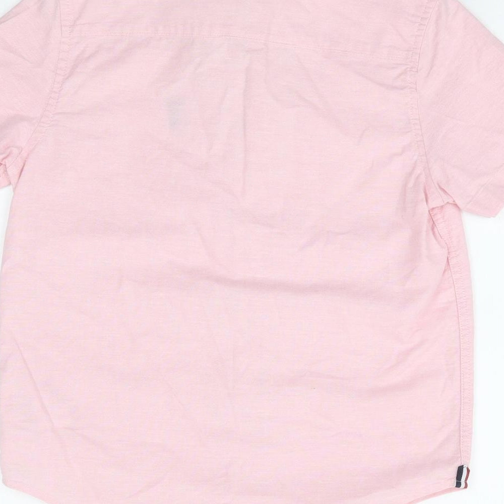 NEXT Boys Pink Cotton Basic Button-Up Size 8 Years Collared Button - Stag