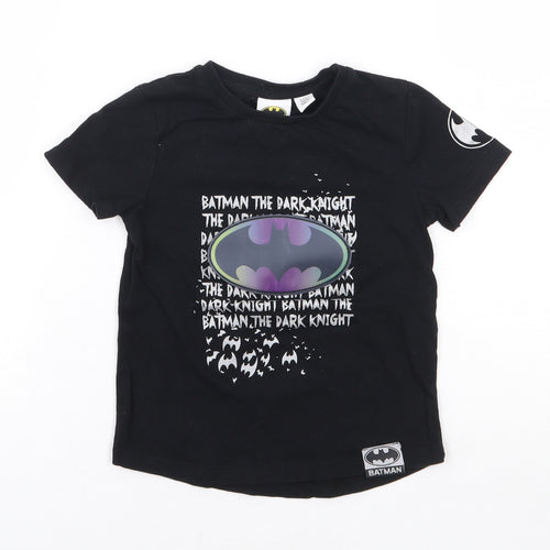 River Island Boys Black 100% Cotton Basic T-Shirt Size 2-3 Years Crew Neck Pullover - Batman