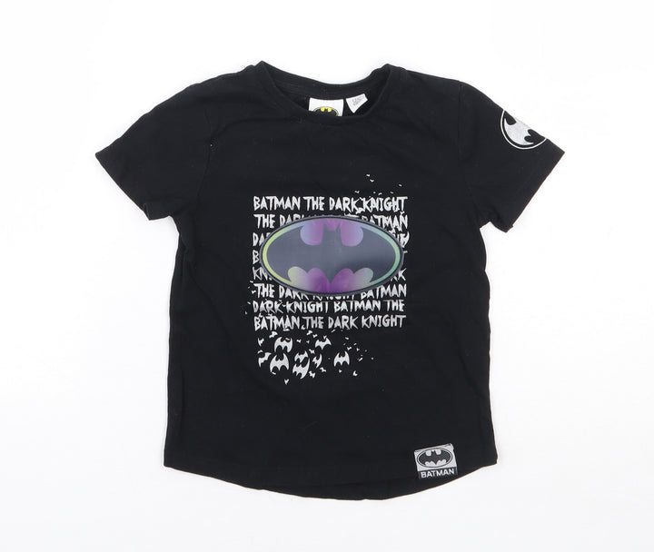 River Island Boys Black 100% Cotton Basic T-Shirt Size 2-3 Years Crew Neck Pullover - Batman