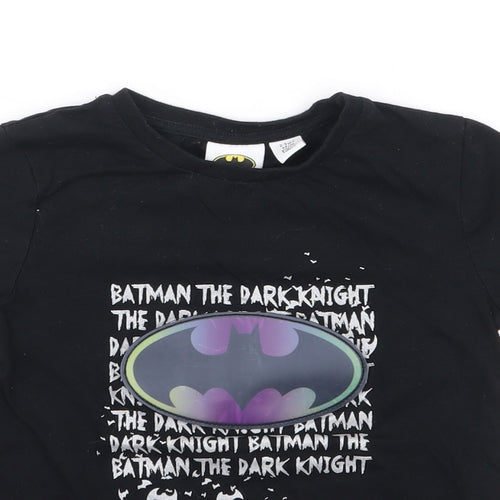 River Island Boys Black 100% Cotton Basic T-Shirt Size 2-3 Years Crew Neck Pullover - Batman