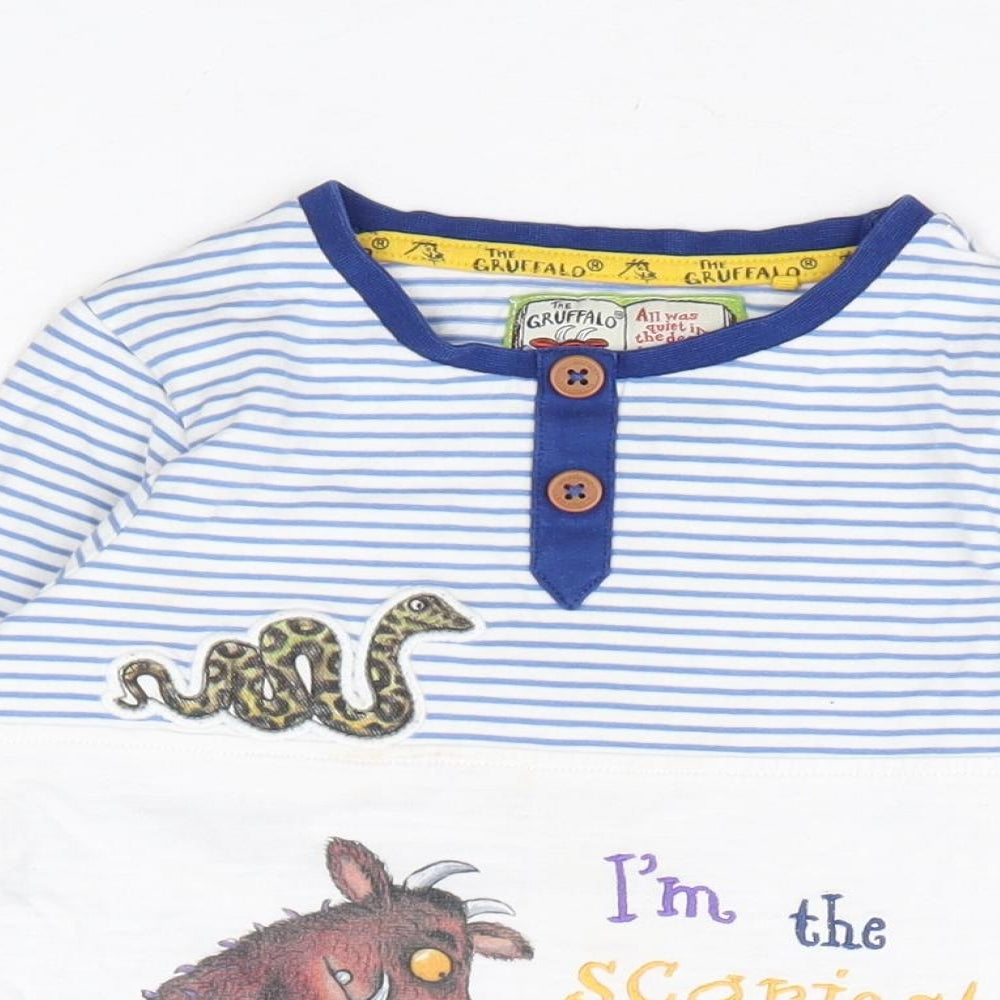 TU Boys Multicoloured Striped 100% Cotton Basic T-Shirt Size 2-3 Years Henley Pullover - The Gruffalo