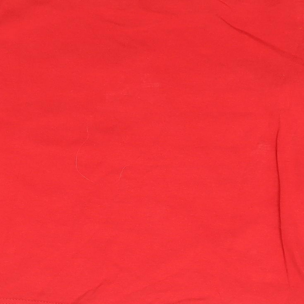 TU Boys Red 100% Cotton Basic T-Shirt Size 3-4 Years Round Neck Pullover - Christmas Dinosaur