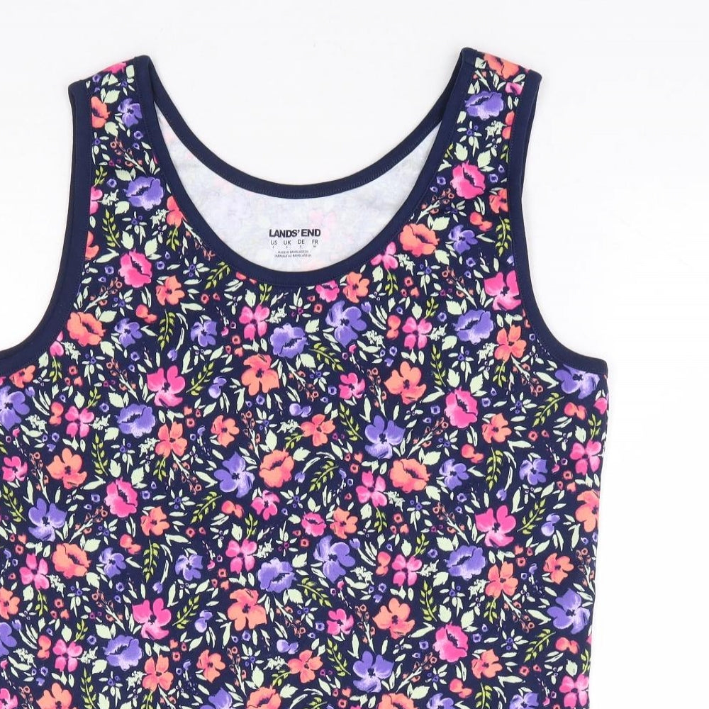 Land's End Womens Multicoloured Floral Polyester Basic Tank Size S Scoop Neck