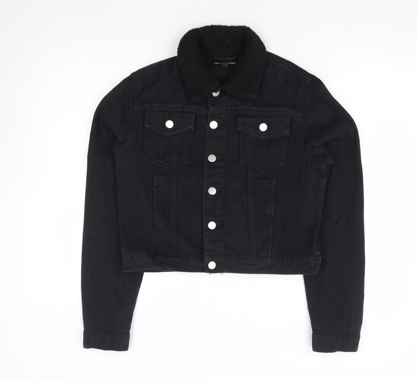 PRETTYLITTLETHING Womens Black Jacket Size 8 Button