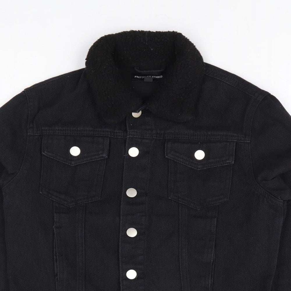 PRETTYLITTLETHING Womens Black Jacket Size 8 Button
