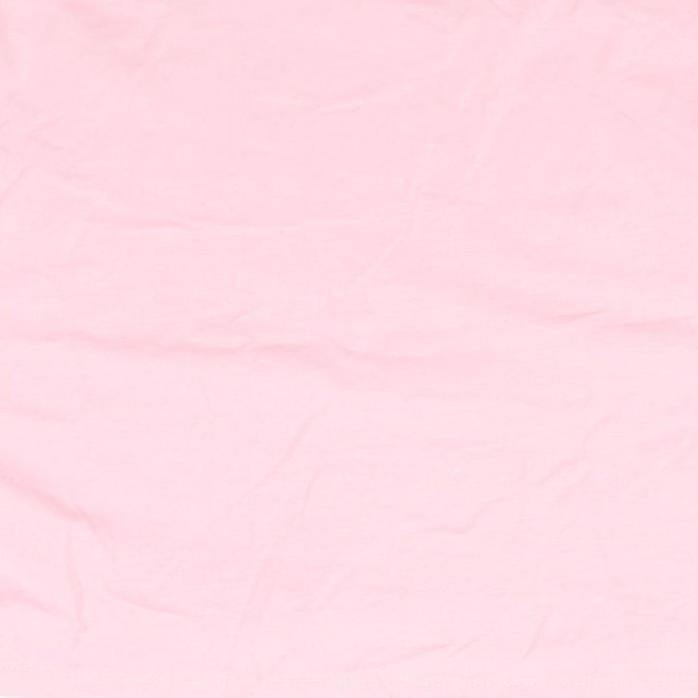 Dunnes Stores Womens Pink 100% Cotton Cropped T-Shirt Size XS Round Neck
