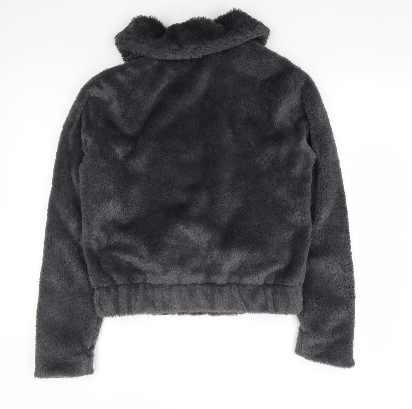 Primark Womens Grey Jacket Size 6 Zip - Fur Coat