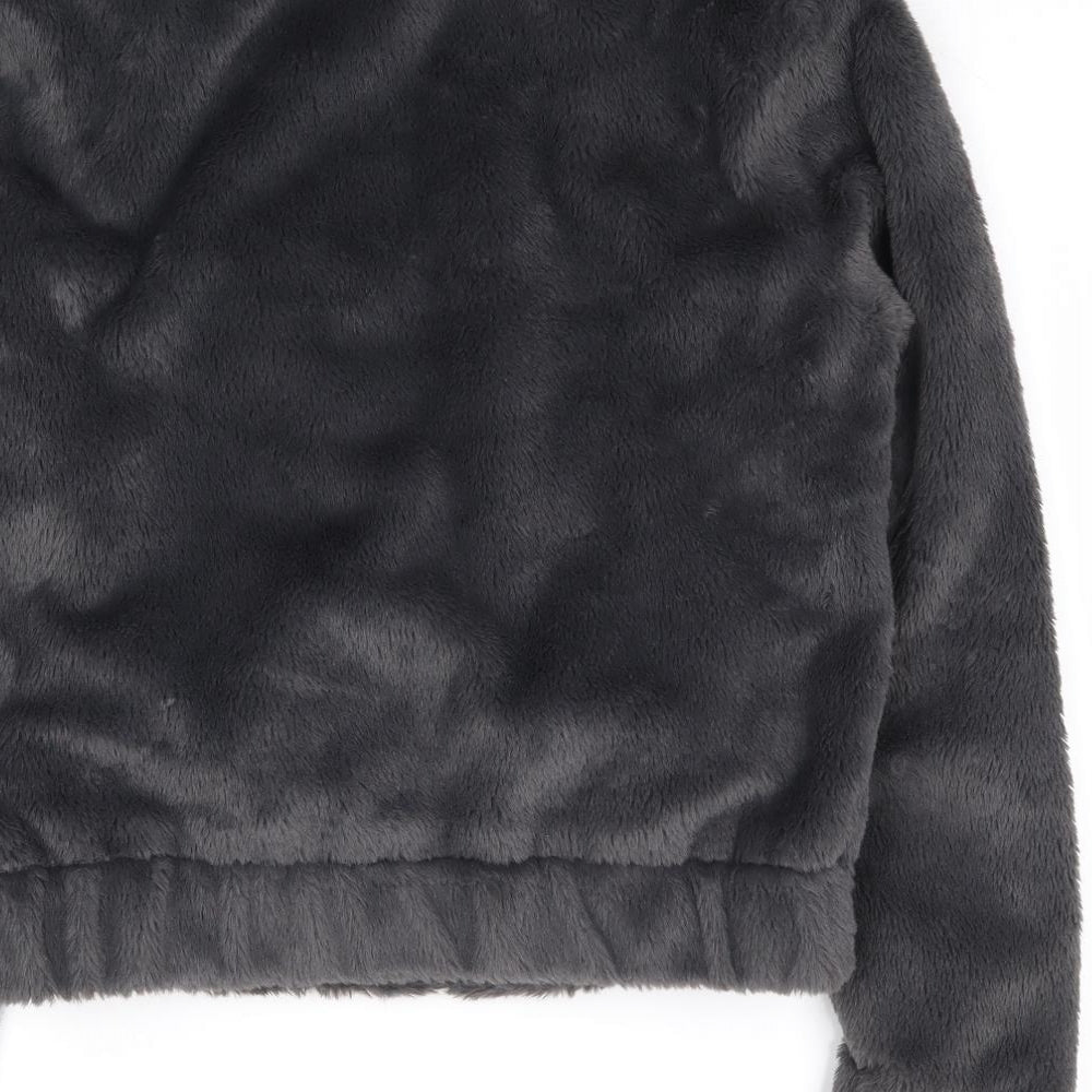 Primark Womens Grey Jacket Size 6 Zip - Fur Coat
