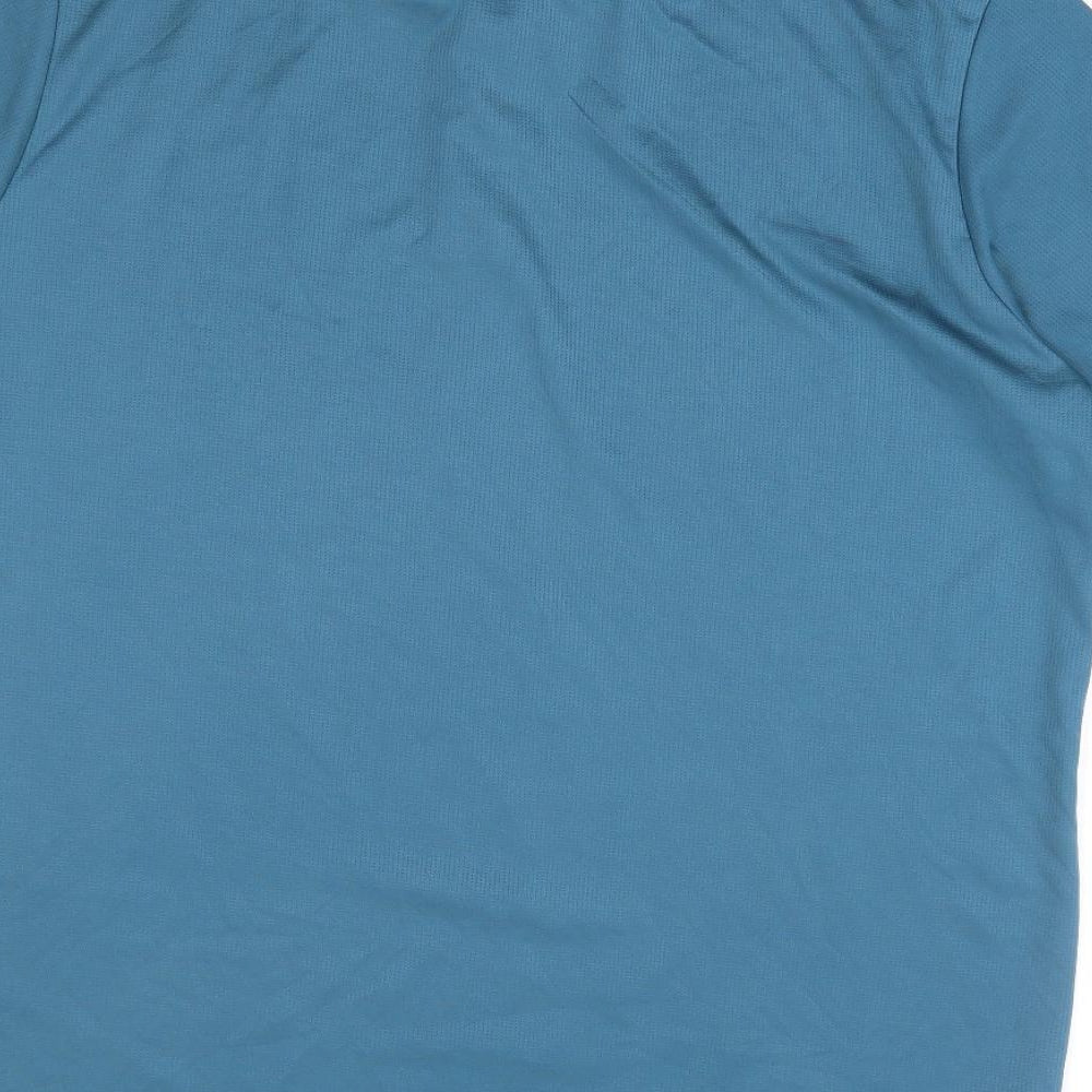 adidias Mens Blue Polyester Polo Size L Collared Button