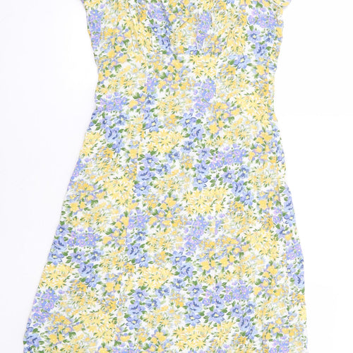 George Womens Multicoloured Floral Viscose Shirt Dress Size 8 Round Neck Button