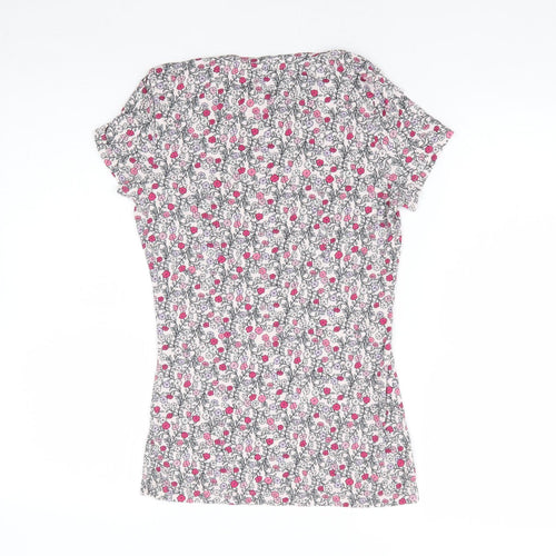 United Colors of Benetton Womens Multicoloured Floral Viscose Basic T-Shirt Size XS Round Neck